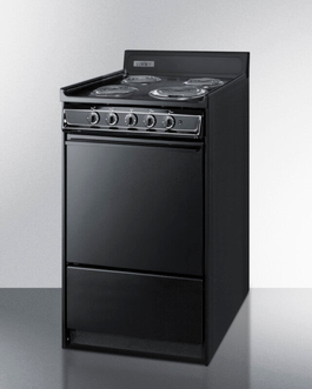 SUMMIT  20" Wide Electric Coil Range - Black (TEM110C)
