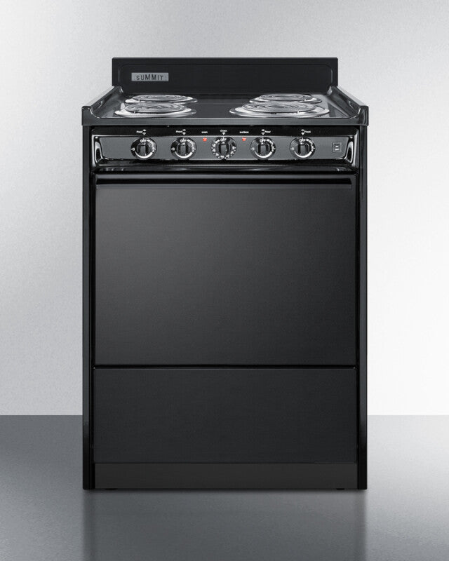 SUMMIT  24" Wide Electric Coil Range - Black (TEM610C)