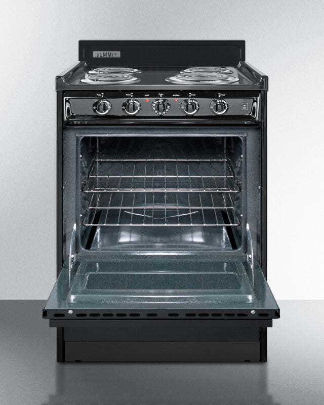 SUMMIT  24" Wide Electric Coil Range - Black (TEM610C)