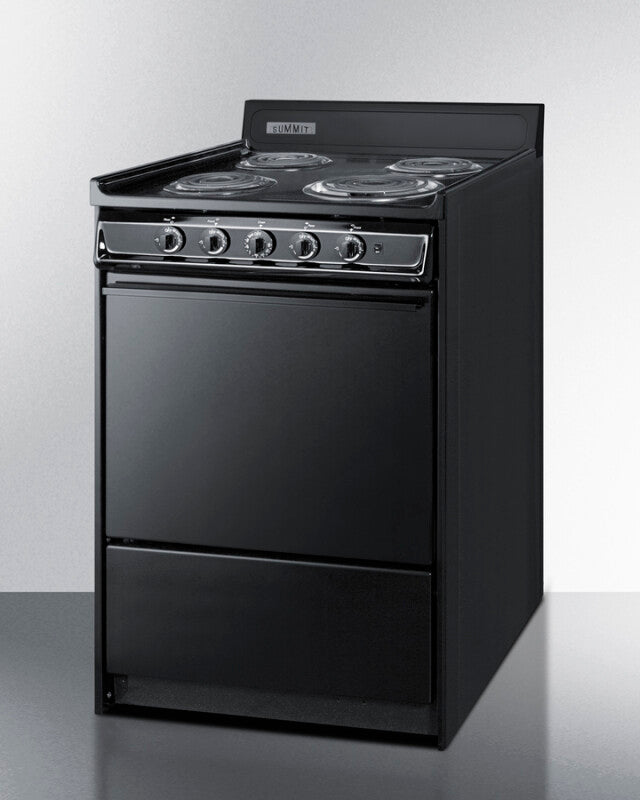 SUMMIT  24" Wide Electric Coil Range - Black (TEM610C)