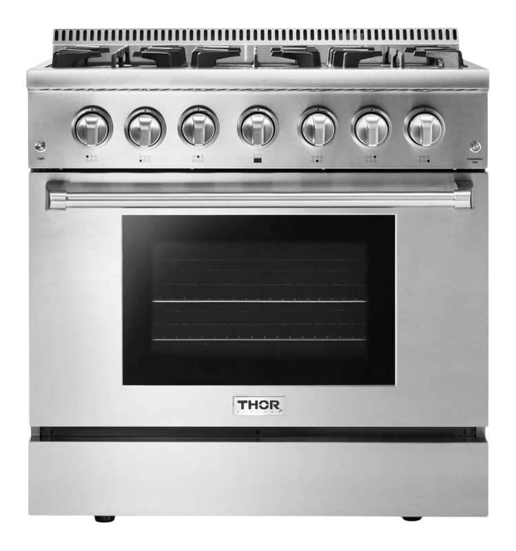 Thor Kitchen  36 Inch Professional Dual Fuel Liquid Propane Range - Stainless Steel (HRD3606ULP)