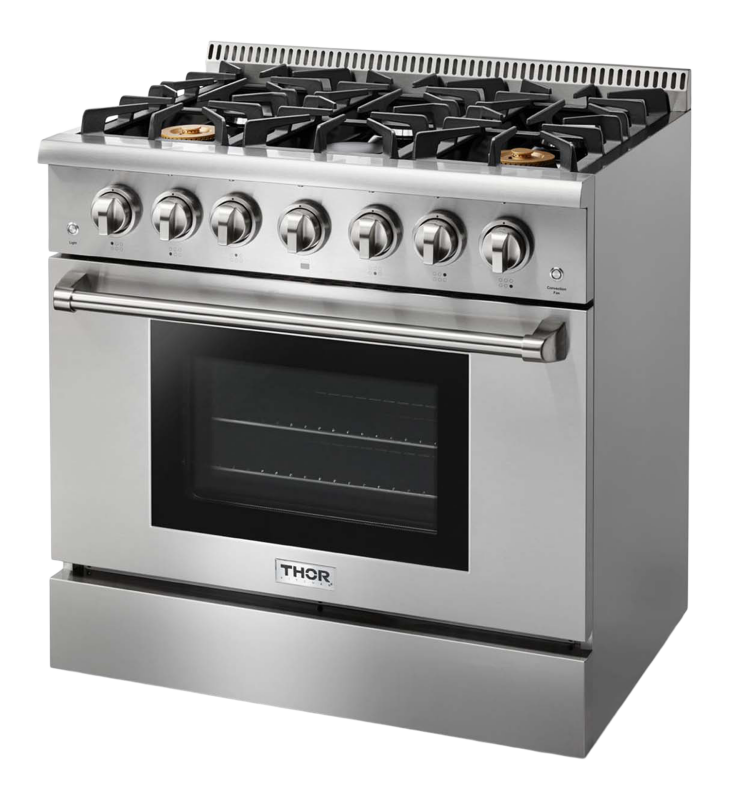 Thor Kitchen  36 Inch Professional Gas Range - Stainless Steel (HRG3618U)