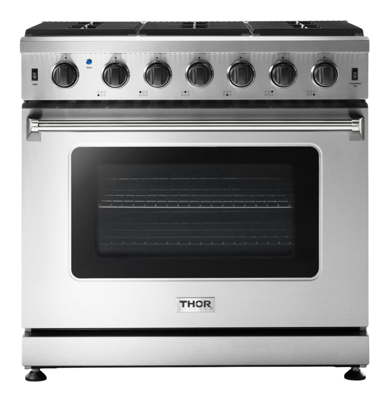 Thor Kitchen  36 Inch Freestanding Gas Range, 6 Burner Convection Oven Thor Kitchen - Stainless Steel (LRG3601U)