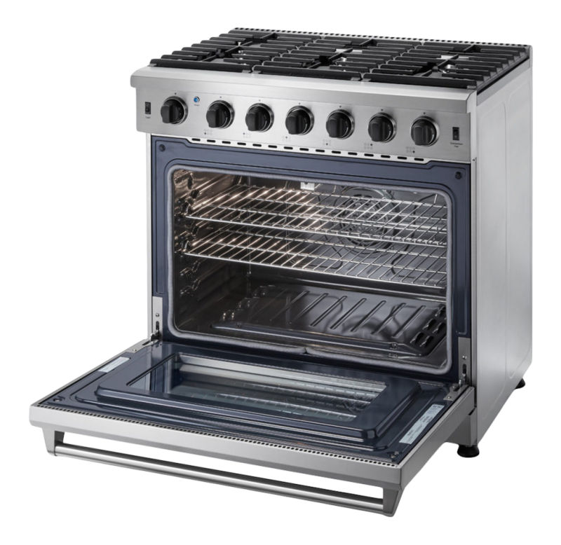 Thor Kitchen  36 Inch Freestanding Gas Range, 6 Burner Convection Oven Thor Kitchen - Stainless Steel (LRG3601U)