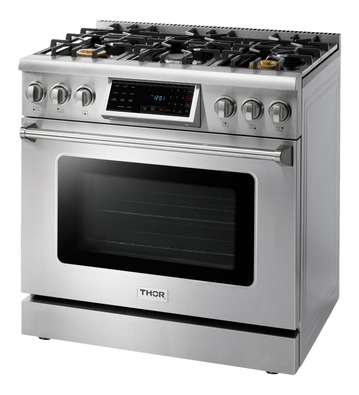 Thor Kitchen  36 Inch Tilt Panel Professional Liquid Propane Range - Stainless Steel (TRG3601LP)