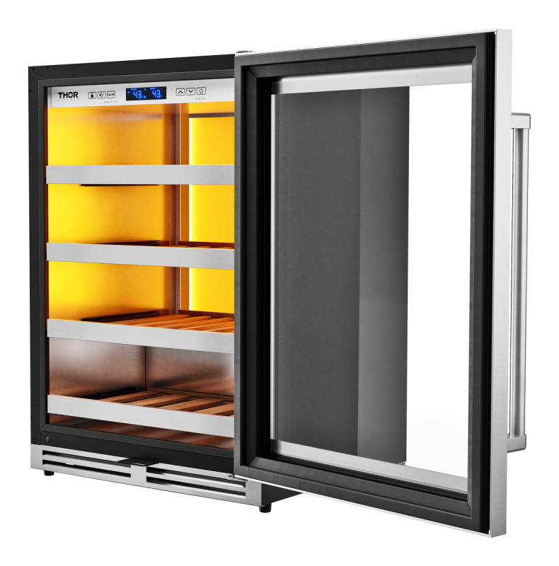 THOR KITCHEN  24 Inch Single Zone Wine Cooler, 45 Wine Bottle Capacity - Stainless Steel (TWC24UL)