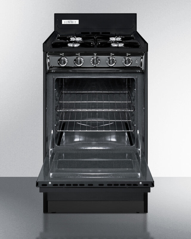 SUMMIT  20" Wide Gas Range, Open Burners - Black (TNM1107C)