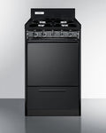 SUMMIT  20" Wide Gas Range, Open Burners - Black (TNM1107C)