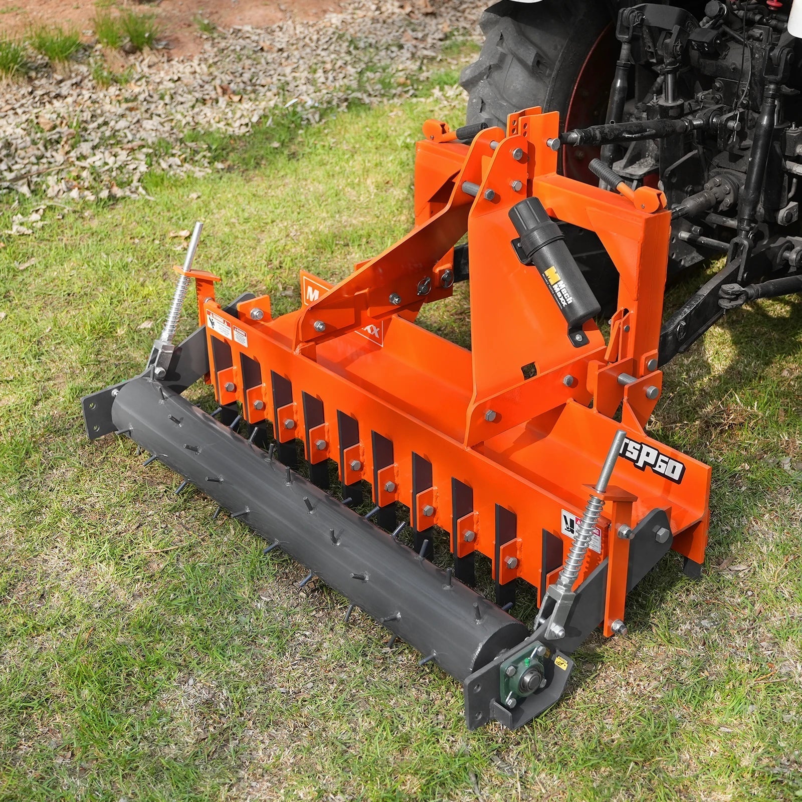 MechMaxx TSP60 Soil Pulverizer 60" Heavy Duty Single Spiked Roller 21 Shanks Category 1 2 3 Point Hitch Tractor Attachment New