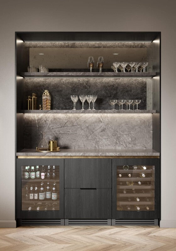 True Residential  24″ ADA Height Wine Cabinet Stainless Glass - Stainless Steel (TUWADA24LGAS)