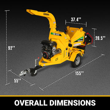 35hp 1000cc ZONSEN E-Start 8 inch Gas Powered Commerical Wood Chipper with Intelligent Hydraulic Feeding System ,  CROBA TX1000
