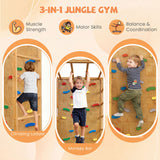 Costway Twin Bunk Bed Wooden Loft Bed Jungle Gym Climbing Ladder 73830022 New