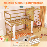 Costway Twin Bunk Bed Wooden Loft Bed Jungle Gym Climbing Ladder 73830022 New