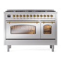 ILVE  Nostalgie II 48 inch Dual Fuel Range with 8 Black Sealed Burners, Trim - Stainless Steel (UP488NMPSSG)