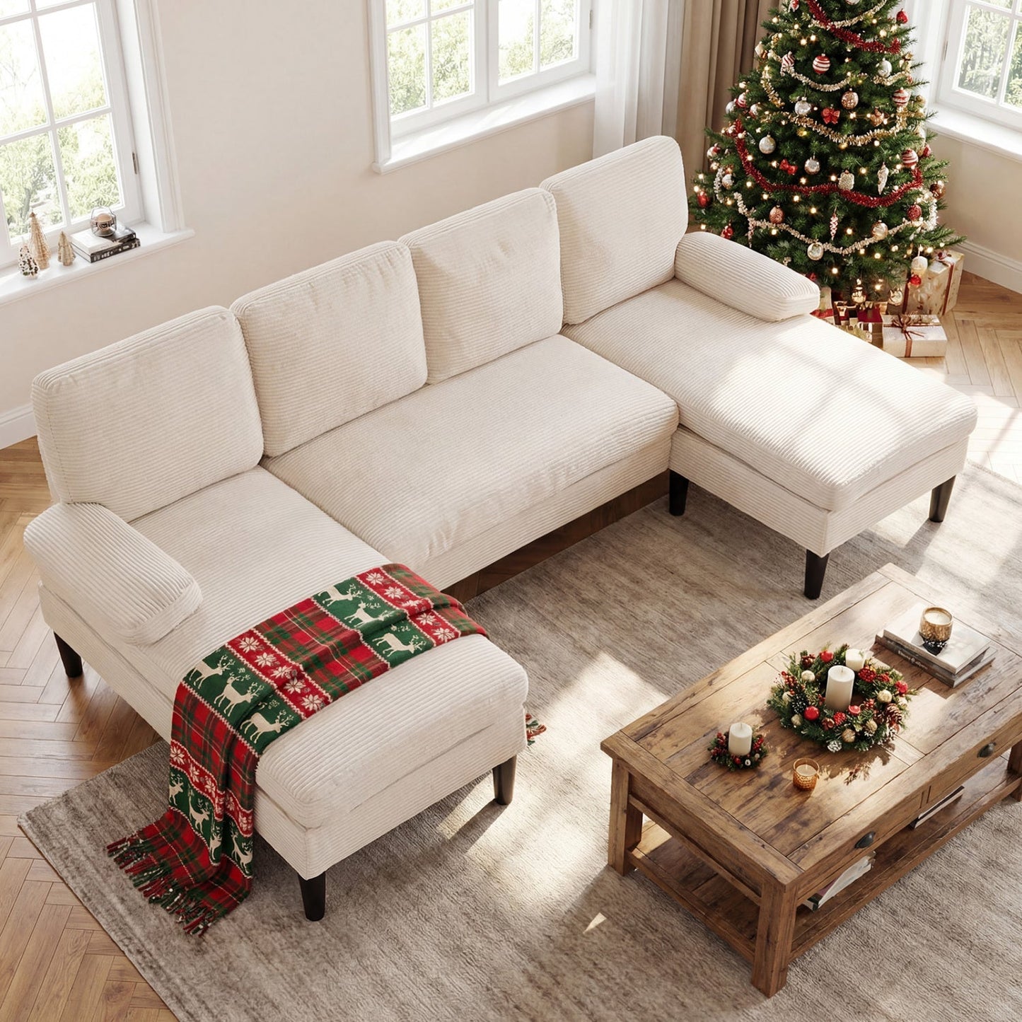 Costway U-Shaped Sectional Sofa Double Chaise Living Room Couch 26463596 New