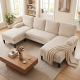 Costway U-Shaped Sectional Sofa Double Chaise Living Room Couch 26463596 New