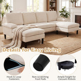 Costway U-Shaped Sectional Sofa Double Chaise Living Room Couch 26463596 New