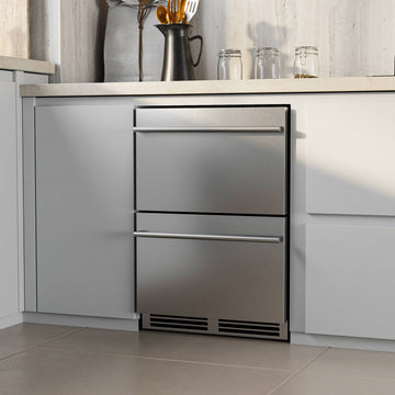 Costway 24" Under Counter Dual Drawer Beverage Fridge Silver 51423896 New