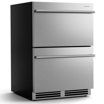 Costway 24" Under Counter Dual Drawer Beverage Fridge Silver 51423896 New