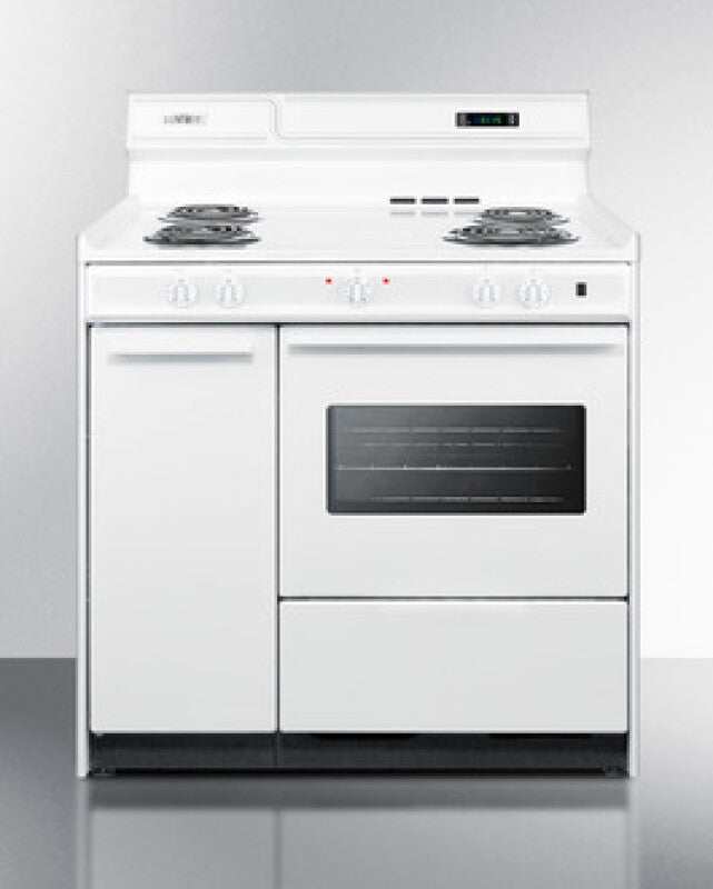 SUMMIT  36" Wide Electric Coil Top Range - White (WEM430KW)