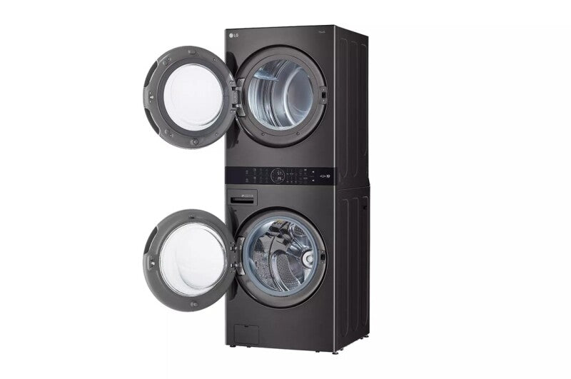 LG  Single Unit Front Load Washtower™ With Center Control™ 4.5 Cu. Ft. Washer And 7.4 Cu. Ft. Gas Dryer - Black Steel (WKGX201HBA)