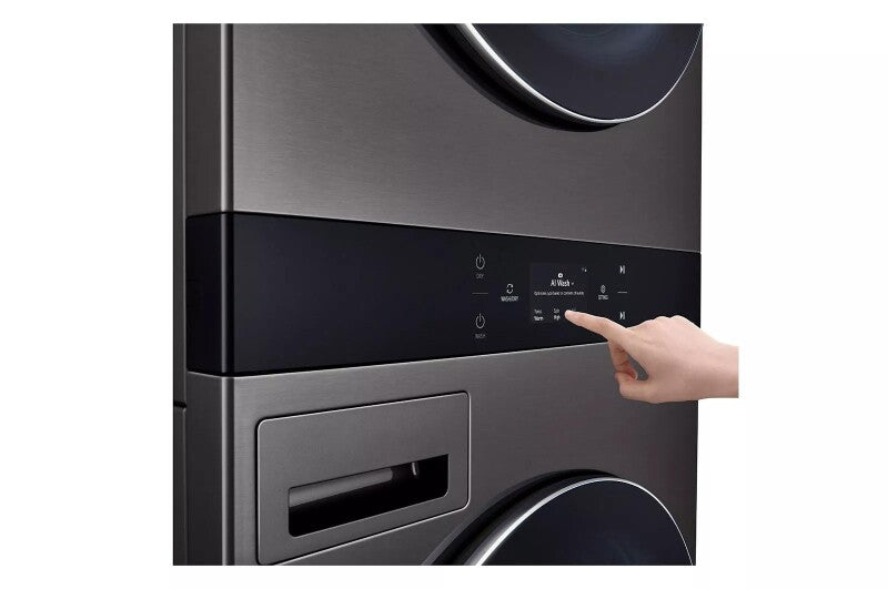 LG  Single Unit Front Load Washtower™ With Center Control® 5.0 Cu. Ft. Washer & 7.4 Cu. Ft. Gas Dryer - Black Steel (WKGX301HBA)