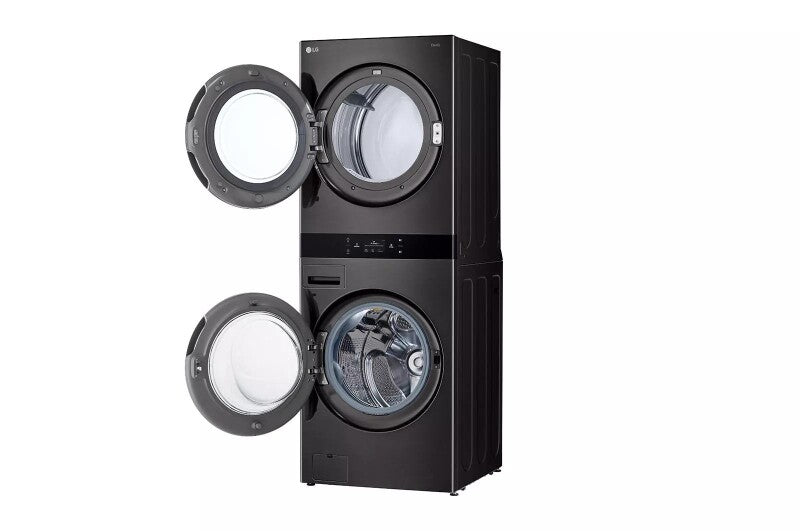 LG  Single Unit Front Load Washtower™ With Center Control® 5.0 Cu. Ft. Washer & 7.4 Cu. Ft. Gas Dryer - Black Steel (WKGX301HBA)