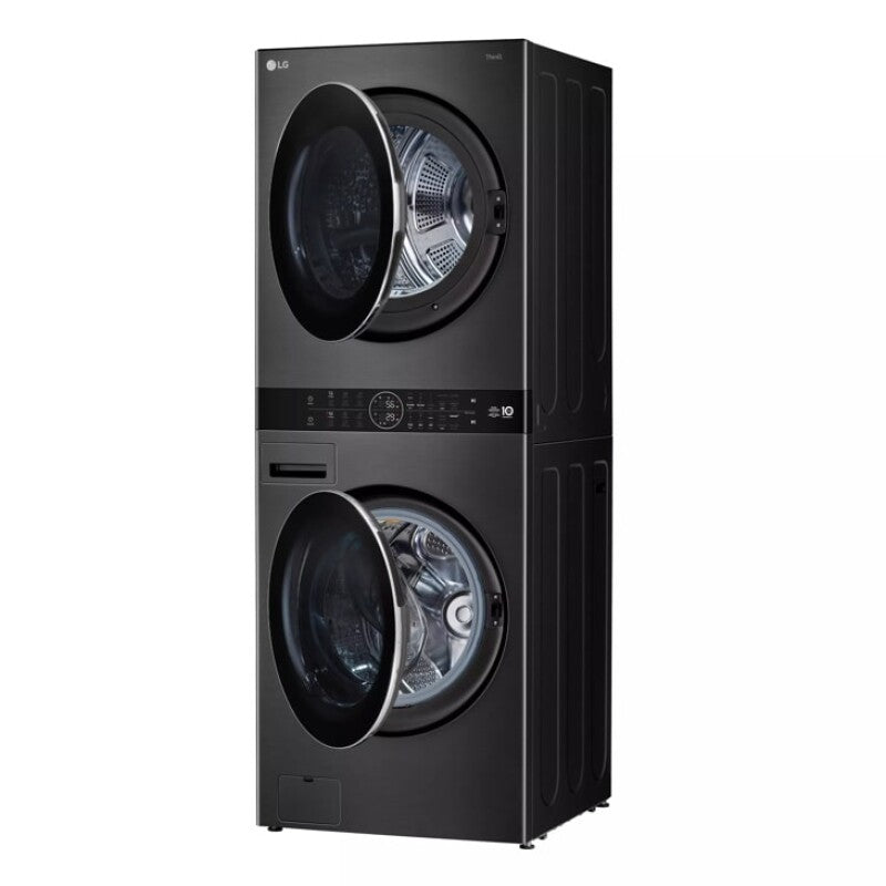 LG  Single Unit Washtower™ With Center Control™ 5.0 Cu. Ft. Front Load Washer And 7.8 Cu. Ft. Electric Ventless Heat Pump Dryer - Black Steel (WKHC252HBA)