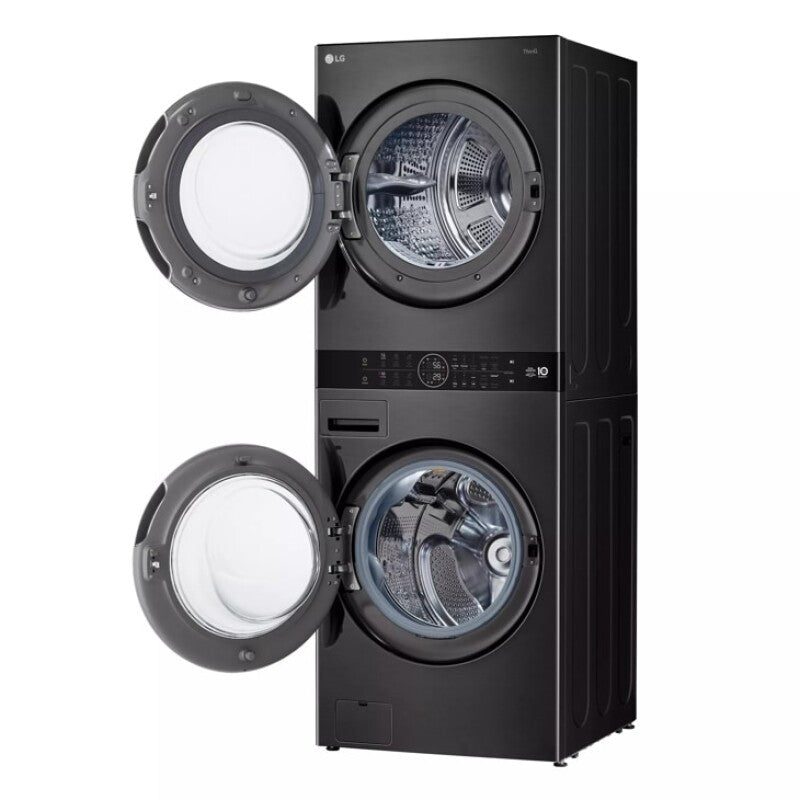 LG  Single Unit Washtower™ With Center Control™ 5.0 Cu. Ft. Front Load Washer And 7.8 Cu. Ft. Electric Ventless Heat Pump Dryer - Black Steel (WKHC252HBA)