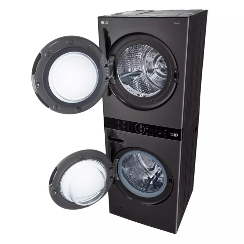 LG  Single Unit Washtower™ With Center Control™ 5.0 Cu. Ft. Front Load Washer And 7.8 Cu. Ft. Electric Ventless Heat Pump Dryer - Black Steel (WKHC252HBA)