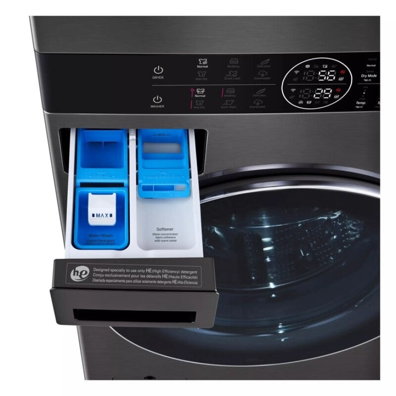 LG  Single Unit Washtower™ With Center Control™ 5.0 Cu. Ft. Front Load Washer And 7.8 Cu. Ft. Electric Ventless Heat Pump Dryer - Black Steel (WKHC252HBA)
