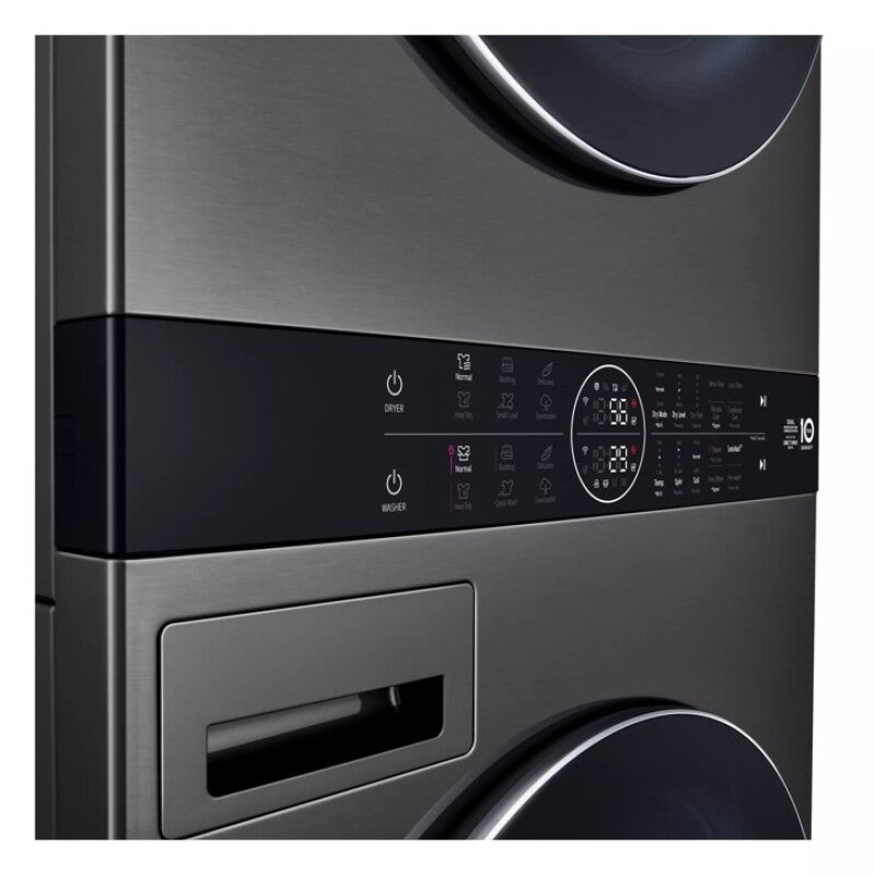 LG  Single Unit Washtower™ With Center Control™ 5.0 Cu. Ft. Front Load Washer And 7.8 Cu. Ft. Electric Ventless Heat Pump Dryer - Black Steel (WKHC252HBA)