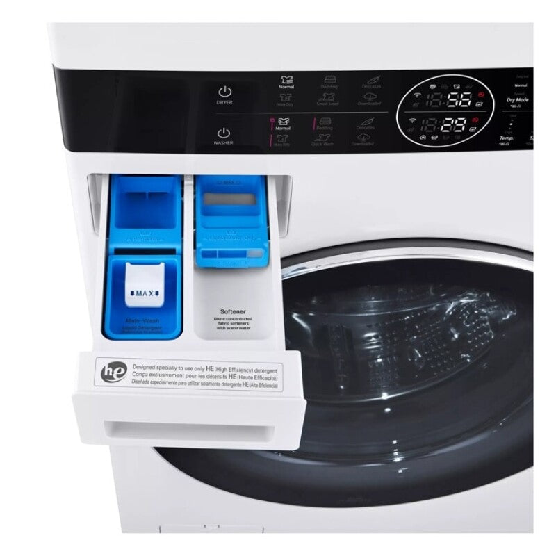 LG  Single Unit Washtower™ With Center Control™ 5.0 Cu. Ft. Front Load Washer And 7.8 Cu. Ft. Electric Ventless Heat Pump Dryer - White (WKHC252HWA)