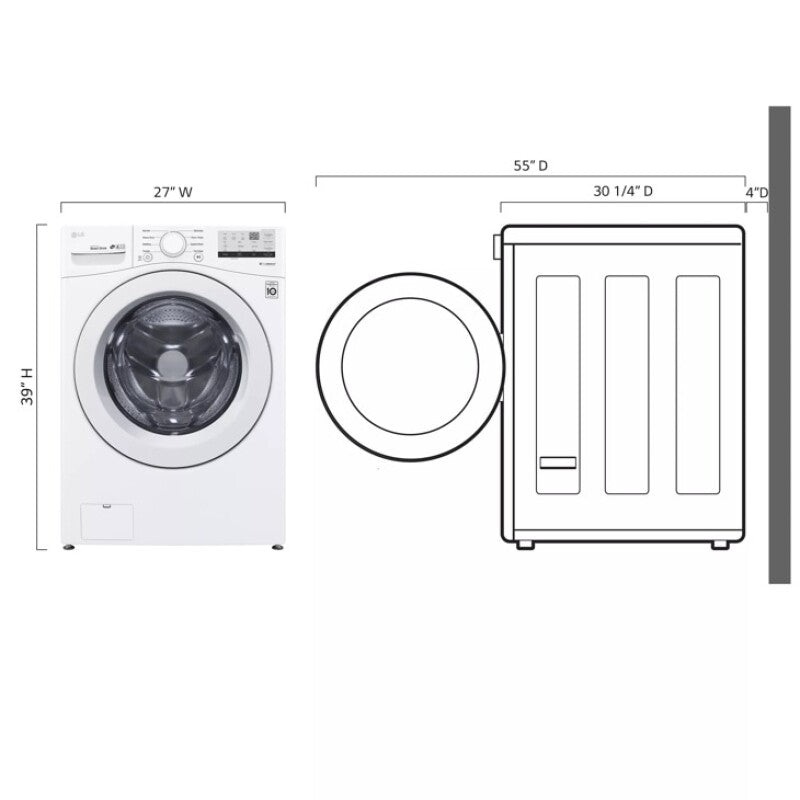 LG  4.5 Cu. Ft. Ultra Large Front Load Washer - White (WM3400CW)