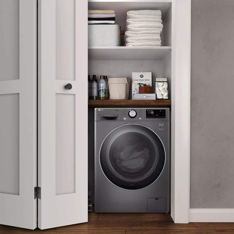 LG  2.4 Cu. Ft. Smart Wi-fi Enabled Compact Front Load All-in-one Washer/dryer Combo With Built-in Intelligence - Graphite Steel (WM3555HVA)