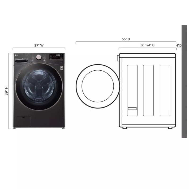 LG  4.5 Cu. Ft. Ultra Large Capacity Front Load Washer - Black Steel - Black Steel (WM4000HBA)