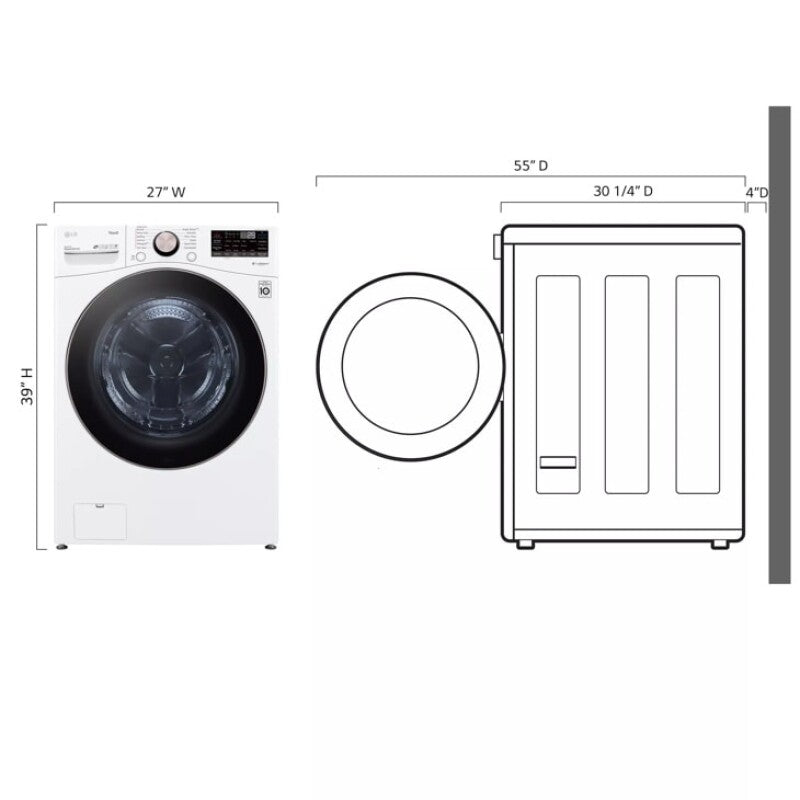 LG  4.5 Cu. Ft. Ultra Large Capacity Front Load Washer - White - White (WM4000HWA)