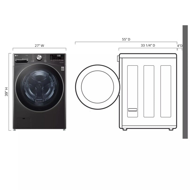 LG  5.0 Cu. Ft. Mega Capacity Smart Wi-fi Enabled Front Load Washer With Turbowash™ 360° And Built-in Intelligence - Black Steel (WM4200HBA)