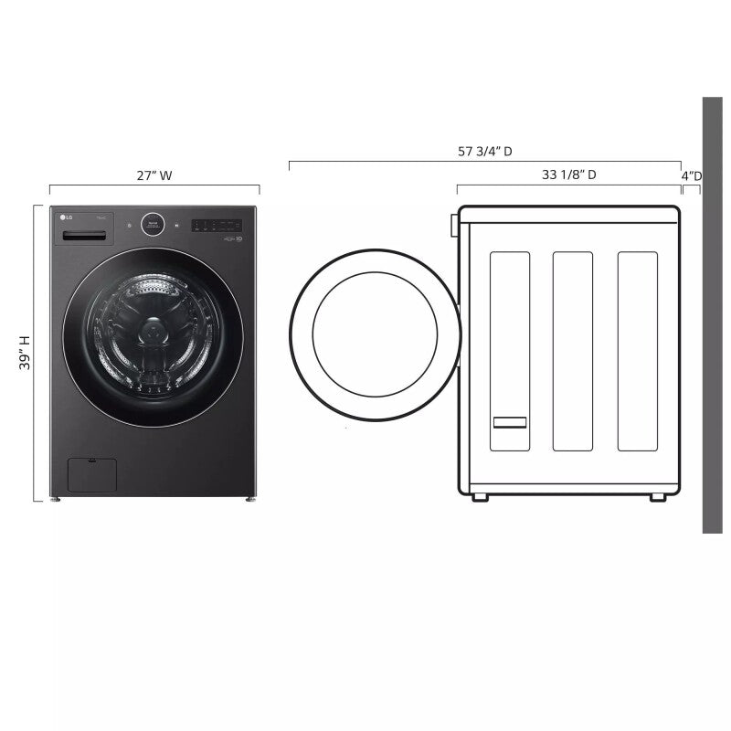 LG  5.0 Cu. Ft. Mega Capacity Smart Front Load Washer With Ai Dd® 2.0 Built-in Intelligence & Turbowash® 360° - Black Steel (WM6700HBA)