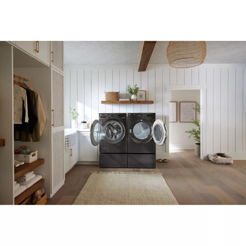 LG  5.0 Cu. Ft. Mega Capacity Smart Front Load Washer With Ai Dd® 2.0 Built-in Intelligence & Turbowash® 360° - Black Steel (WM6700HBA)