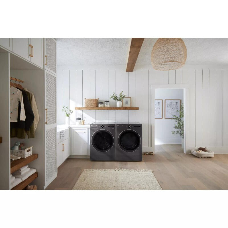 LG  5.0 Cu. Ft. Mega Capacity Smart Front Load Washer With Ai Dd® 2.0 Built-in Intelligence & Turbowash® 360° - Black Steel (WM6700HBA)