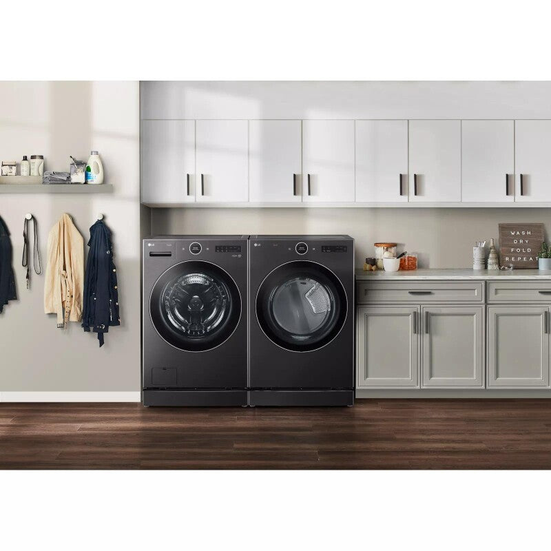 LG  5.0 Cu. Ft. Mega Capacity Smart Front Load Washer With Ai Dd® 2.0 Built-in Intelligence & Turbowash® 360° - Black Steel (WM6700HBA)