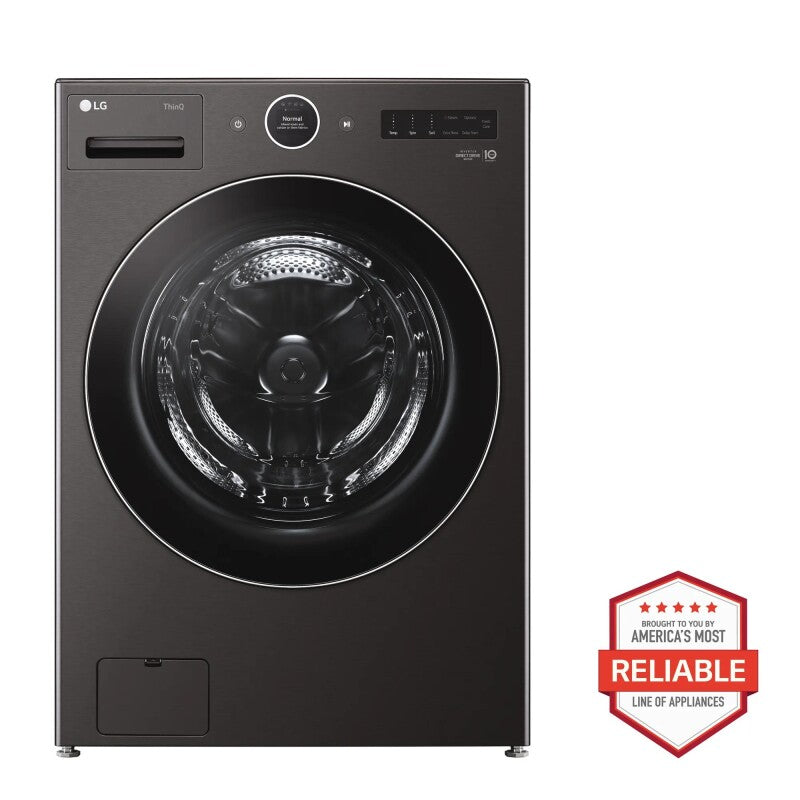 LG  5.0 Cu. Ft. Mega Capacity Smart Front Load Washer With Ai Dd® 2.0 Built-in Intelligence & Turbowash® 360° - Black Steel (WM6700HBA)