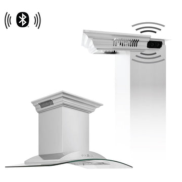 ZLINE Ducted Vent Wall Mount Range Hood in Stainless Steel and Glass with Built-in CrownSound Bluetooth Speakers (KNCRN-BT) main image.