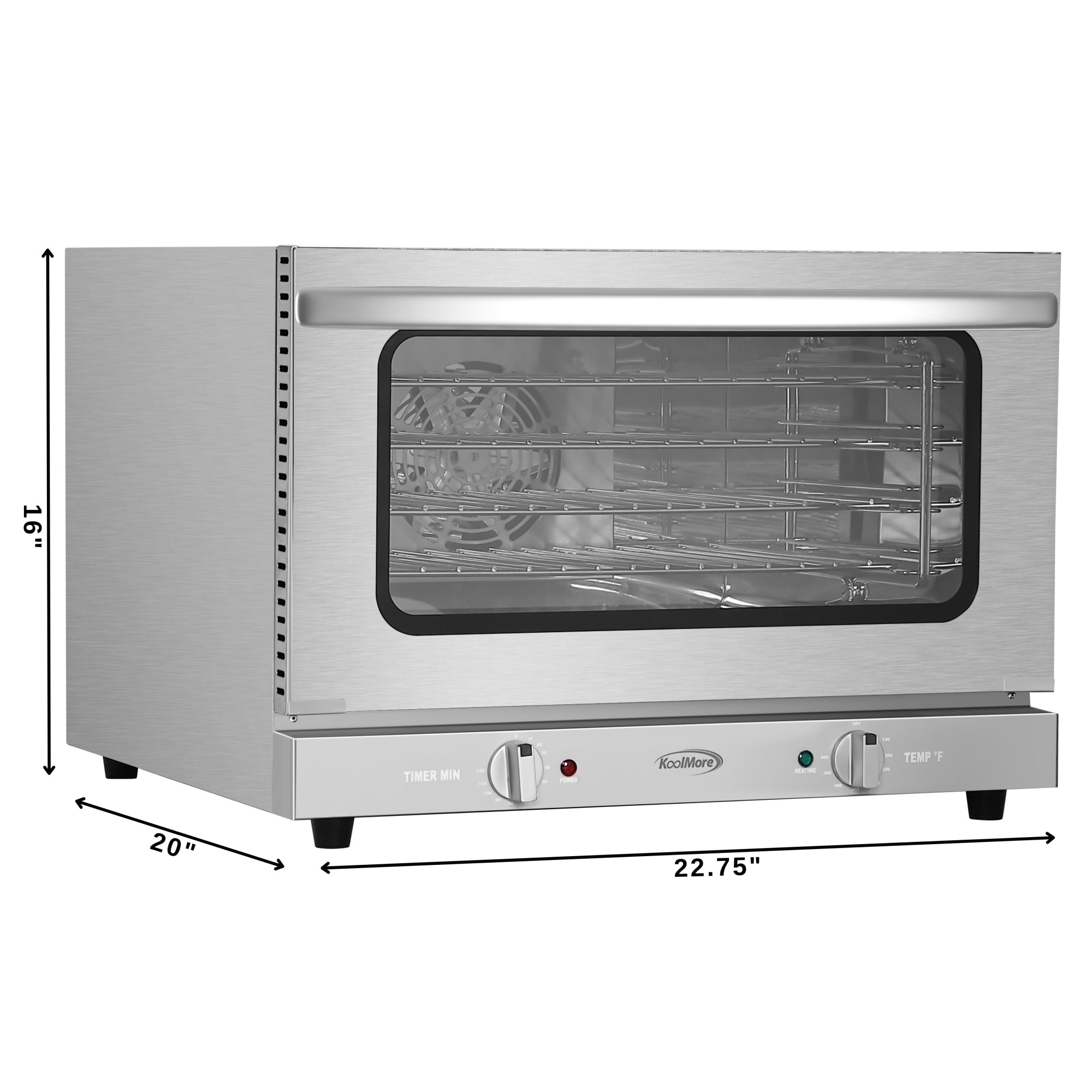 23 in. Countertop Convection Oven for Half-Size Pans with 4 Racks 1600W of Power in Stainless-Steel