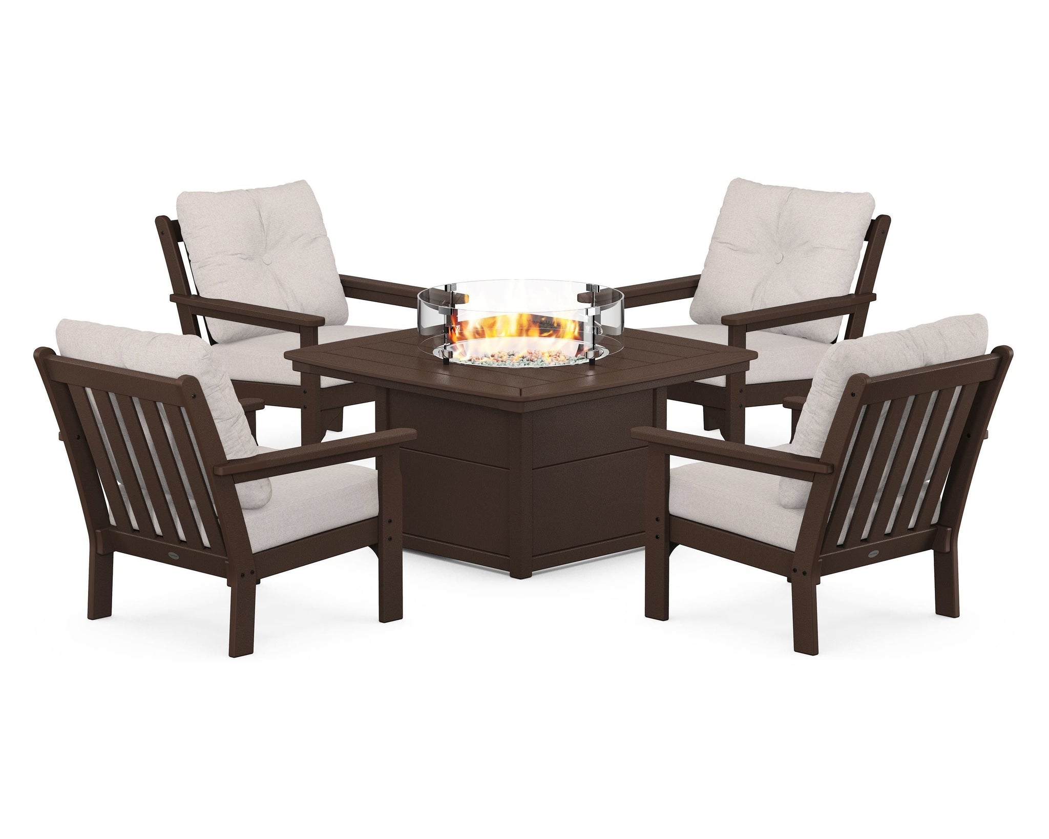 Vineyard 5-Piece Conversation Set with Fire Pit Table