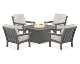 Vineyard 5-Piece Conversation Set with Fire Pit Table