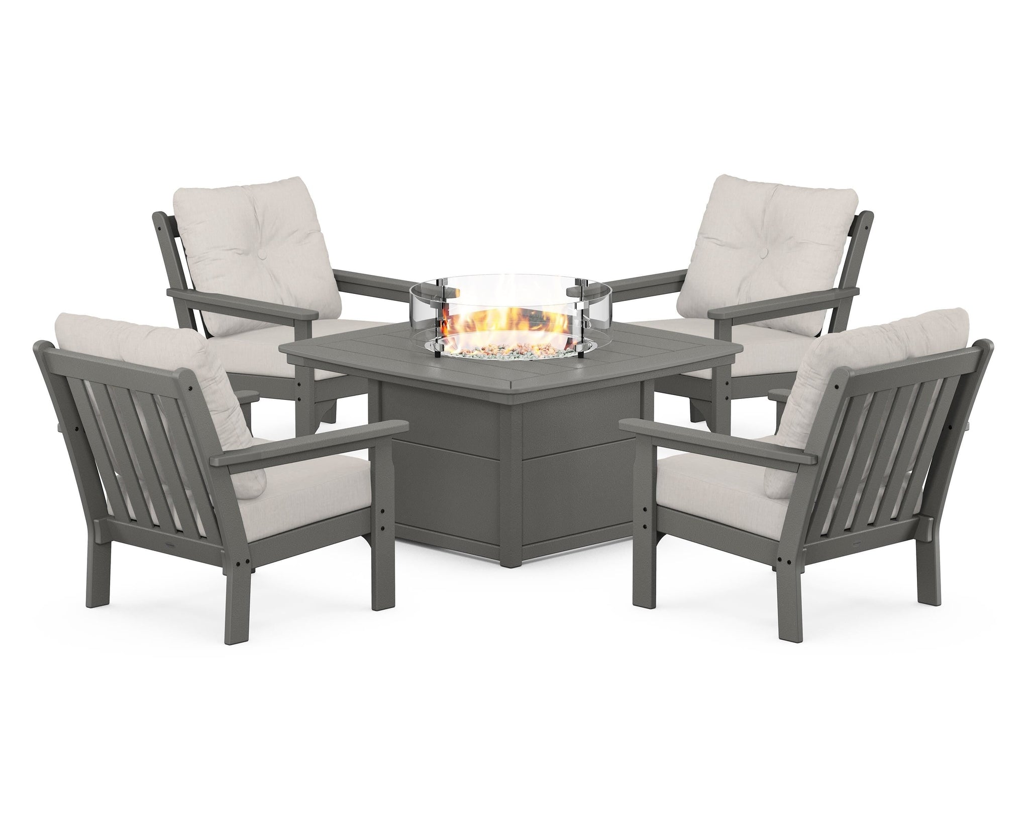 Vineyard 5-Piece Conversation Set with Fire Pit Table