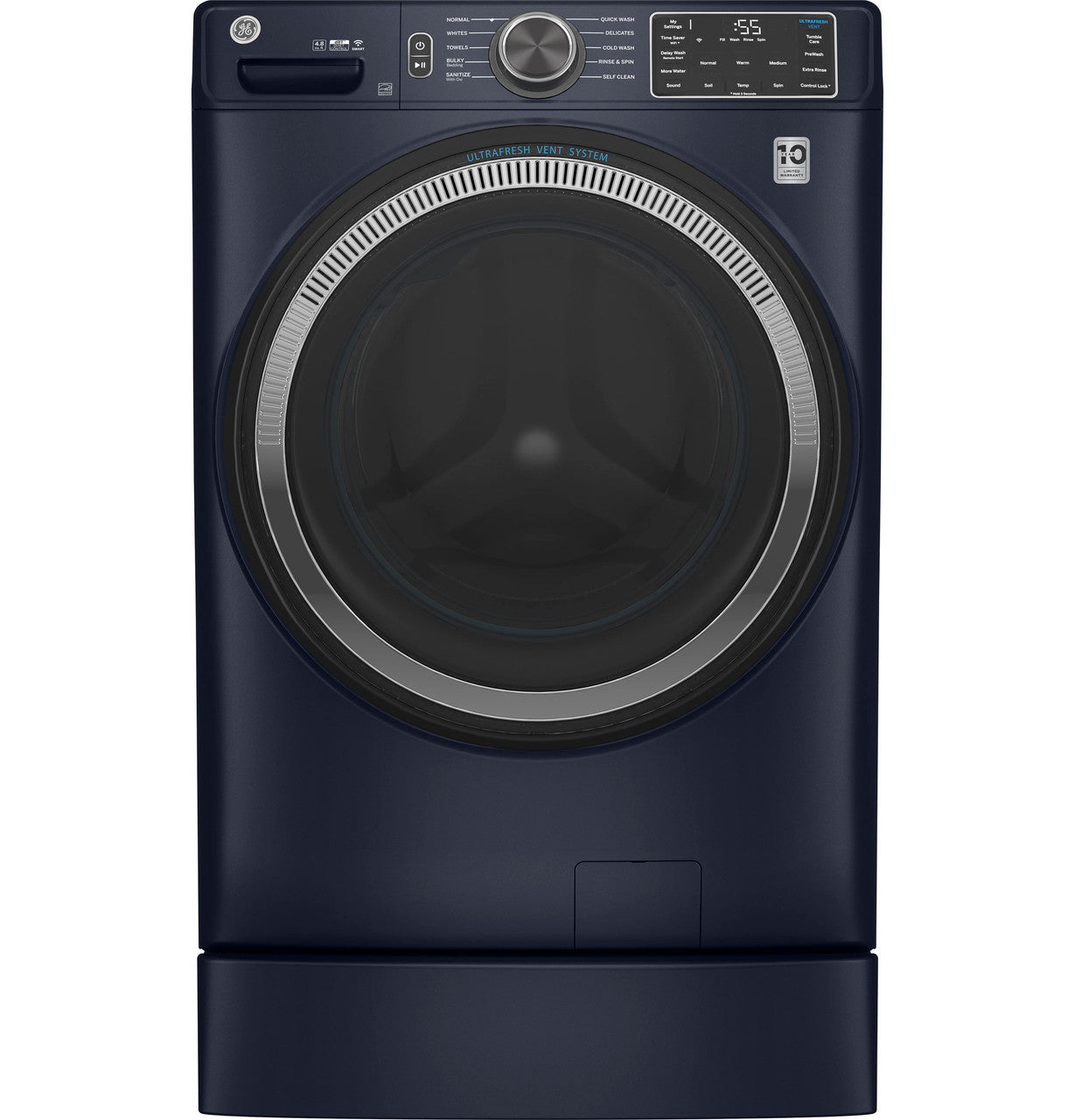 GE GE® ENERGY STAR® 4.8 cu. ft. Capacity Smart Front Load Washer with UltraFresh Vent System with OdorBlock™ and Sanitize w/Oxi