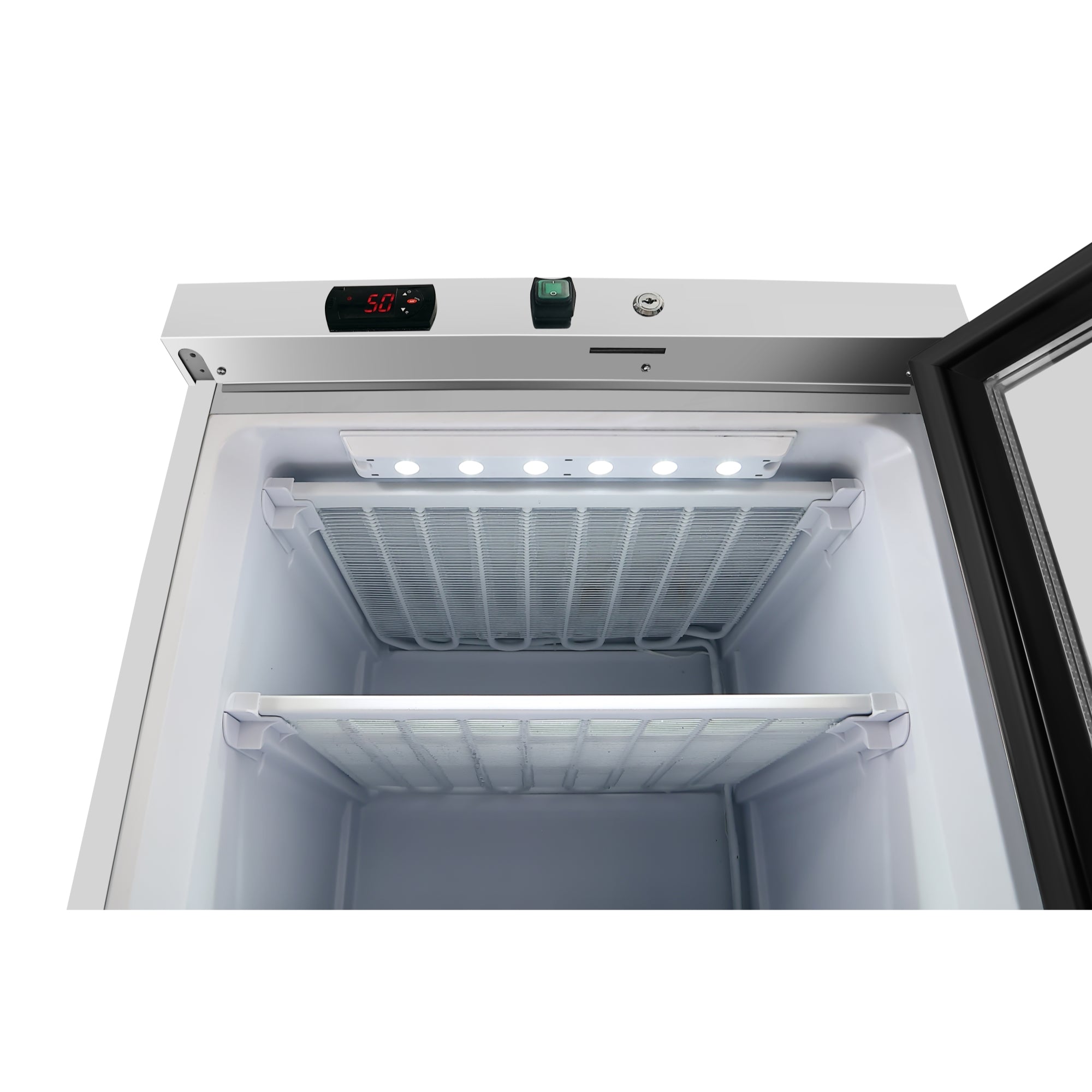 24 in. Commercial Countertop Display Freezer in White with Stainless Steel and Glass Door, 4.6 Cu. ft. - Wrap